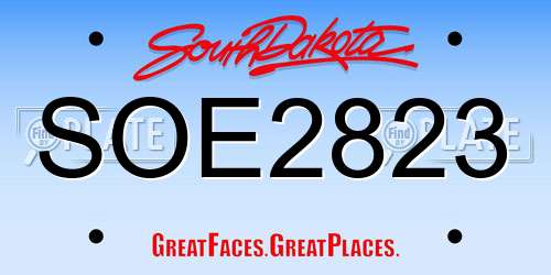 SOE2823 South Dakota License Plate