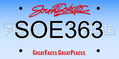 SOE363 South Dakota License Plate