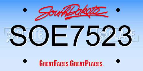 SOE7523 South Dakota License Plate
