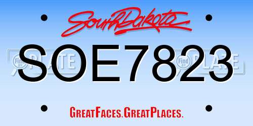 SOE7823 South Dakota License Plate