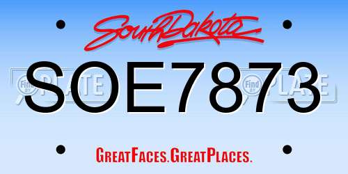 SOE7873 South Dakota License Plate