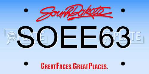 SOEE63 South Dakota License Plate