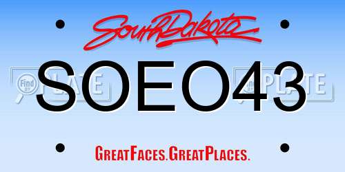SOEO43 South Dakota License Plate