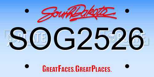 SOG2526 South Dakota License Plate