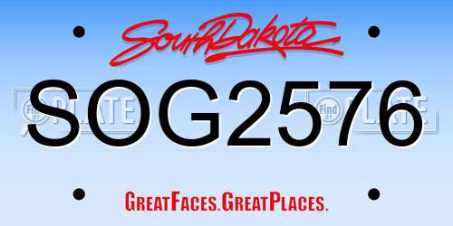 SOG2576 South Dakota License Plate