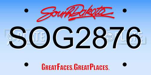 SOG2876 South Dakota License Plate