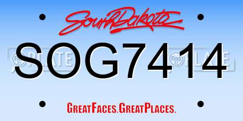 SOG7414 South Dakota License Plate