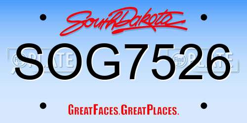 SOG7526 South Dakota License Plate