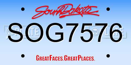 SOG7576 South Dakota License Plate