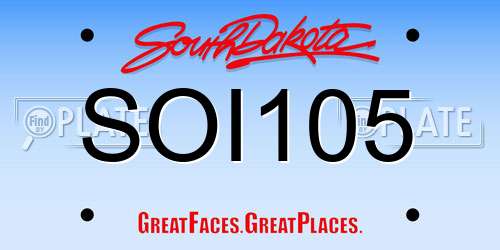 SOI105 South Dakota License Plate