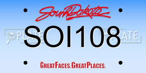 SOI108 South Dakota License Plate
