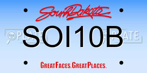 SOI10B South Dakota License Plate
