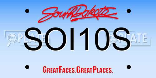 SOI10S South Dakota License Plate