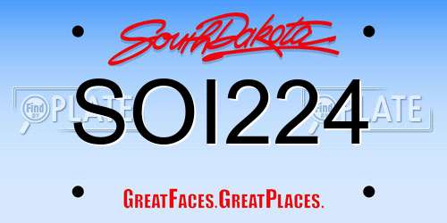 SOI224 South Dakota License Plate