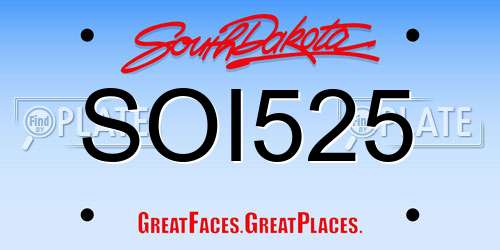 SOI525 South Dakota License Plate