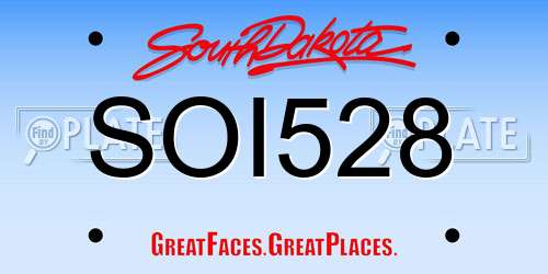 SOI528 South Dakota License Plate