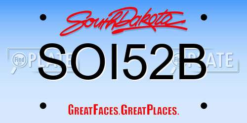 SOI52B South Dakota License Plate