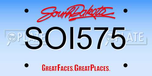 SOI575 South Dakota License Plate