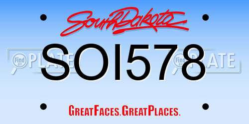 SOI578 South Dakota License Plate