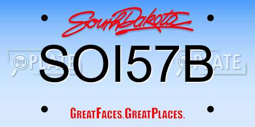 SOI57B South Dakota License Plate