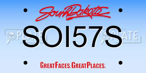 SOI57S South Dakota License Plate