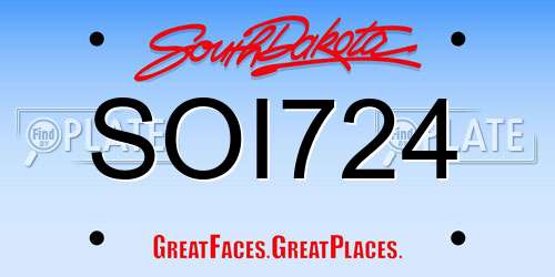 SOI724 South Dakota License Plate