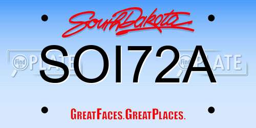 SOI72A South Dakota License Plate