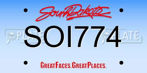 SOI774 South Dakota License Plate