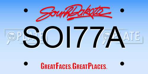 SOI77A South Dakota License Plate