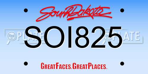 SOI825 South Dakota License Plate