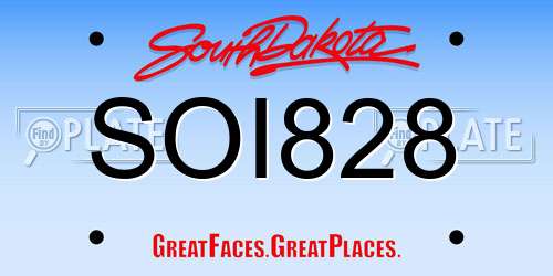 SOI828 South Dakota License Plate