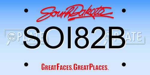 SOI82B South Dakota License Plate