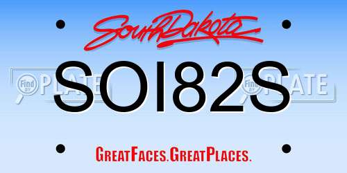 SOI82S South Dakota License Plate