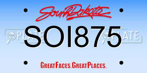 SOI875 South Dakota License Plate