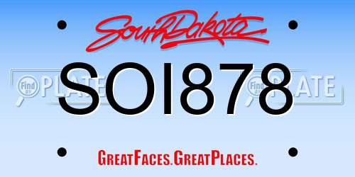 SOI878 South Dakota License Plate