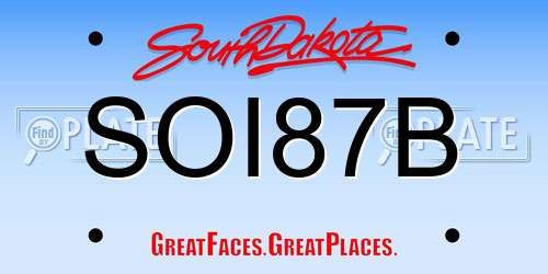 SOI87B South Dakota License Plate