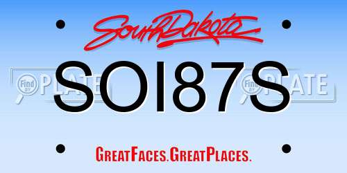 SOI87S South Dakota License Plate