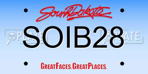 SOIB28 South Dakota License Plate