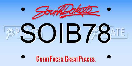 SOIB78 South Dakota License Plate