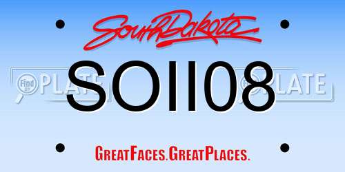 SOII08 South Dakota License Plate