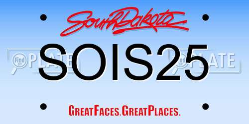SOIS25 South Dakota License Plate