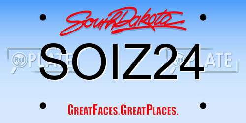 SOIZ24 South Dakota License Plate
