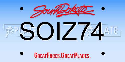 SOIZ74 South Dakota License Plate