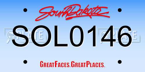 SOL0146 South Dakota License Plate