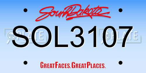 SOL3107 South Dakota License Plate