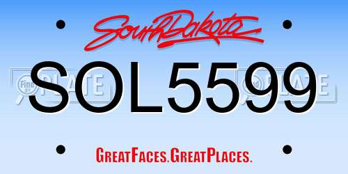 SOL5599 South Dakota License Plate