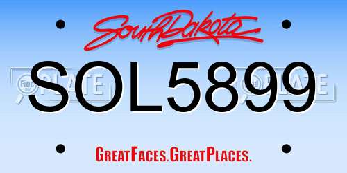 SOL5899 South Dakota License Plate