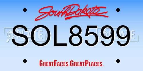 SOL8599 South Dakota License Plate