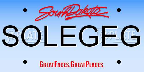 SOLEGEG South Dakota License Plate