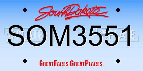 SOM3551 South Dakota License Plate